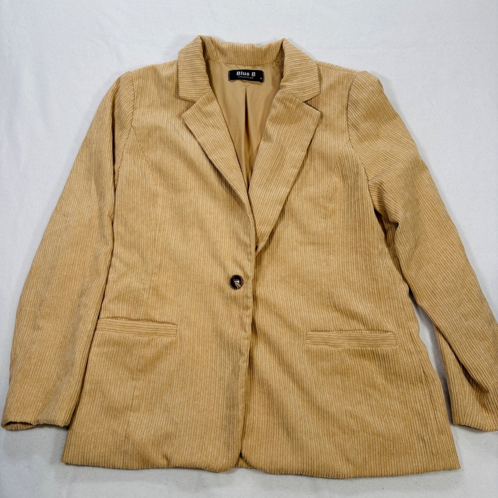 Blue B Collection Mens Medium Tan Corduroy Single Button Blazer Jacket